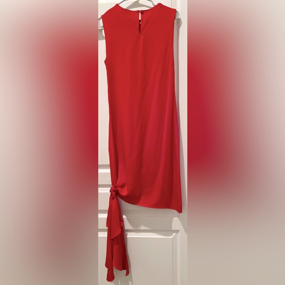 Milly Chiara Sleeveless Silk Blend Shift Dress w Knotted Scarf Hemline - Picture 6 of 9